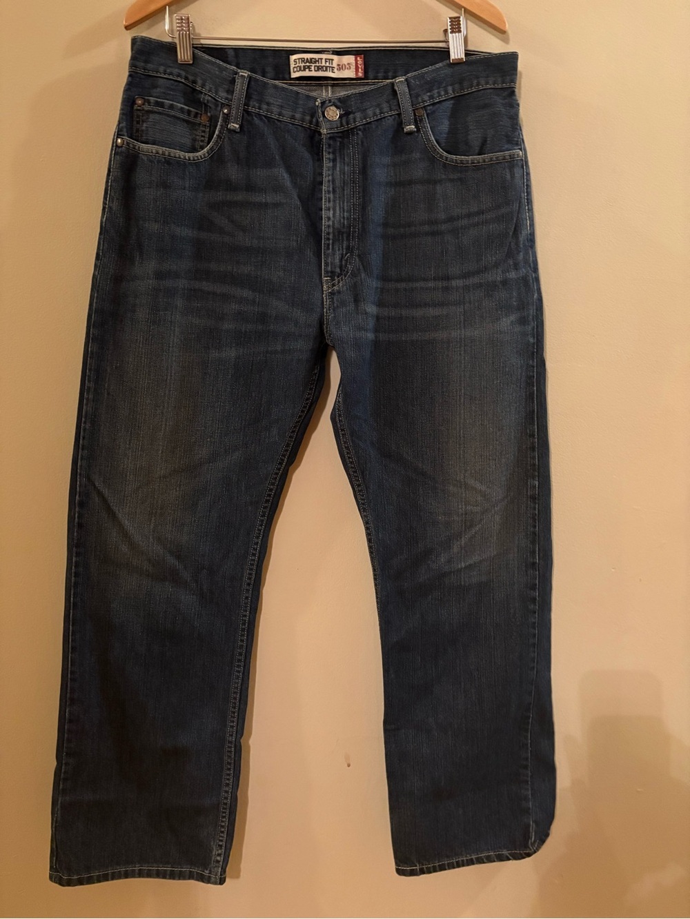 Levi's 505 Straight Men’s Jeans in Dark Blue Denim, Sz 36. - Picture 3 of 13